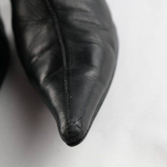 Moda In Pelle Tall Ruched Leather Boots Sz 37 - Picture 6 of 8